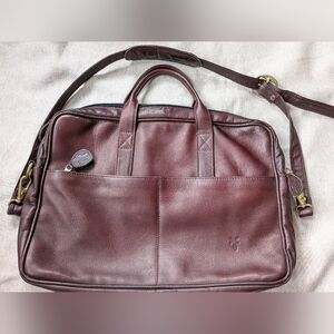 Vintage Frye Reddish Brown Leather Portfolio Suitcase Shoulder Bag